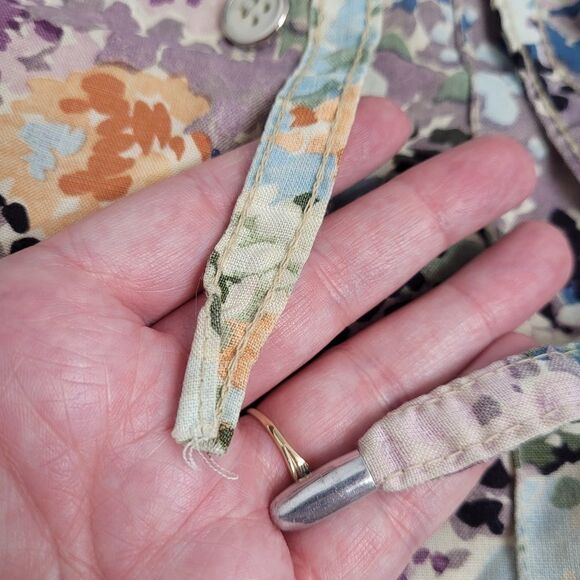 VINTAGE skirt tiny floral cottagecore button drawstring M - Picture 7 of 9